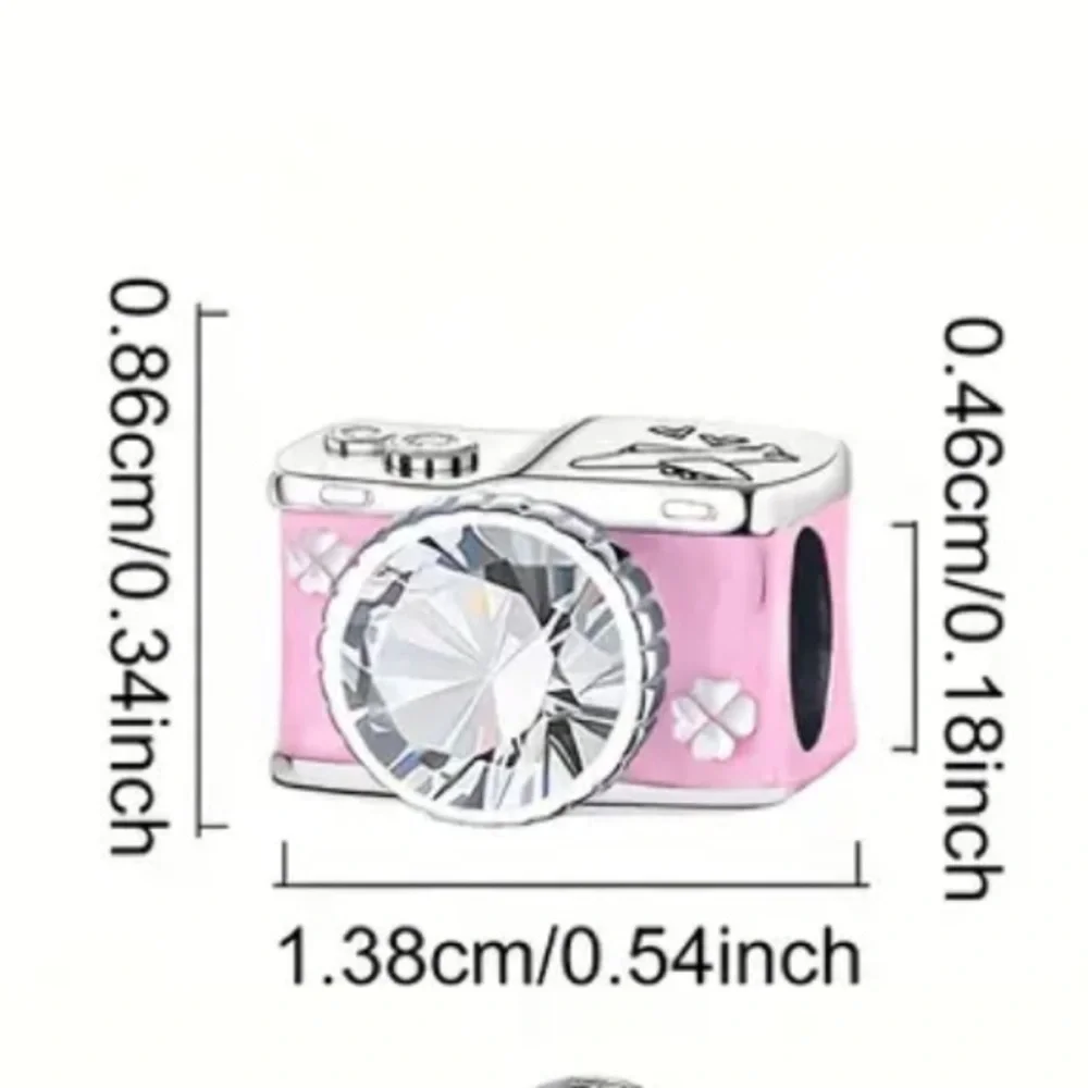 Pink and Silver Camera Charm - Picture 3 of 4